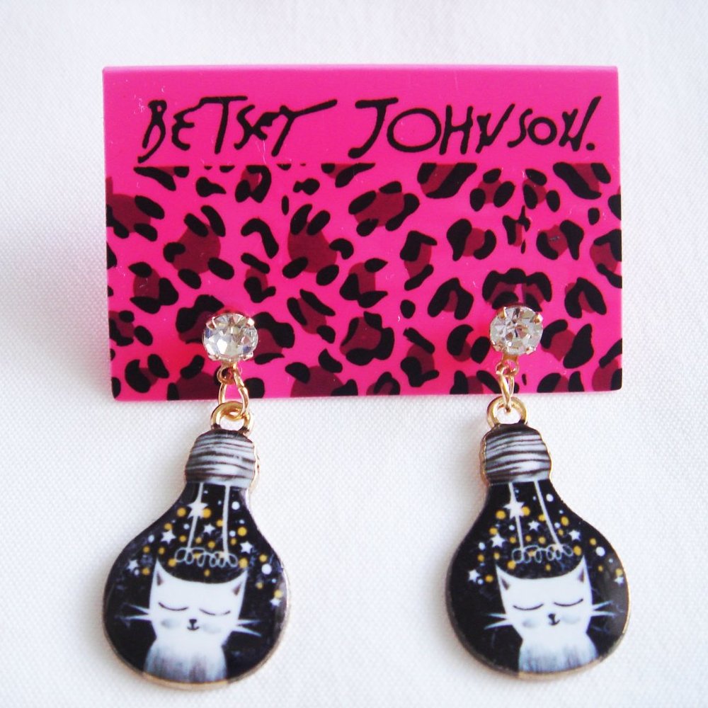WHITE CAT IN A LIGHT BULB EARRINGS